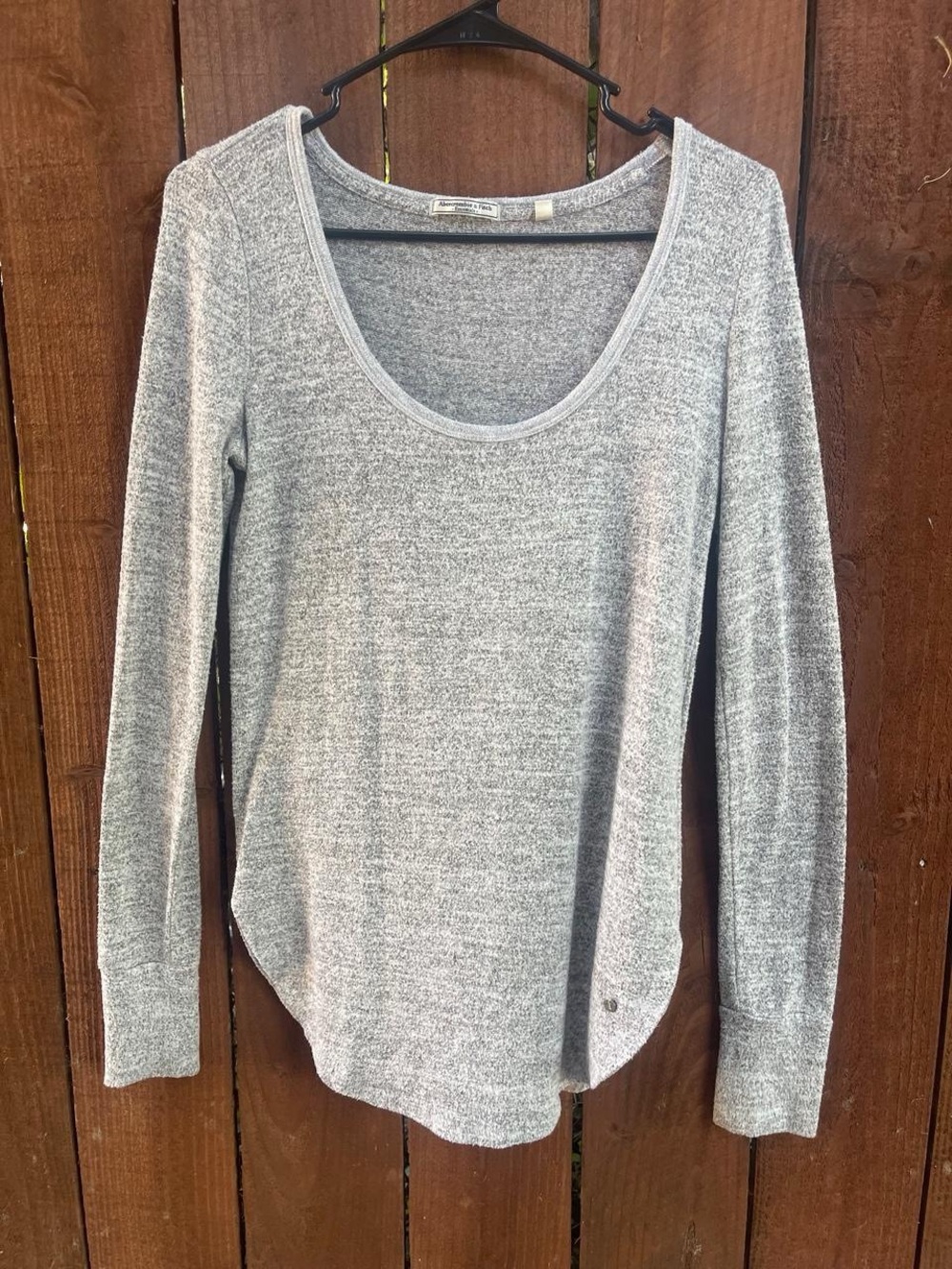 Abercrombie & Fitch Gray Long Sleeve Scoop Neck Cozy Loungewear Top Sz XS